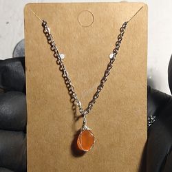 sterling silver carnelian wire wrap necklace 