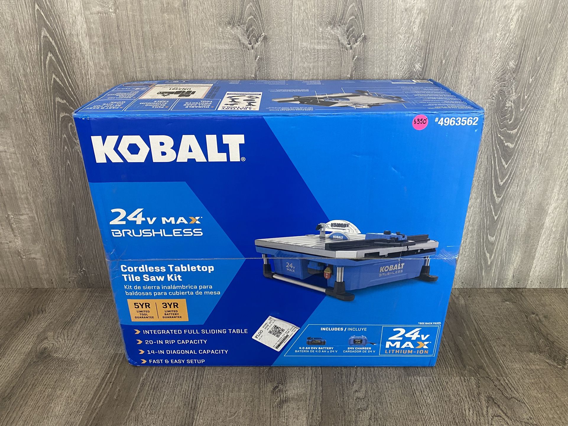 Kobalt 24V Max Brushless Cordless Tabletop Tile Saw Kit