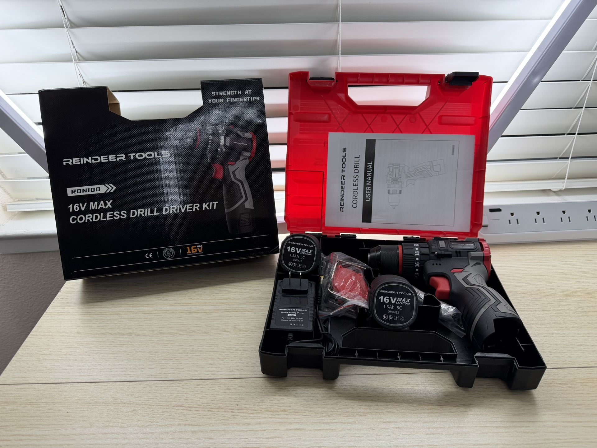 Brand New Cordless Drill Set, 16V Electric Power Drill with 2 Batteries, 398 In-lb Torque, 2-Speed & 20+3 Position Setting for DIY Home SKU259-S1