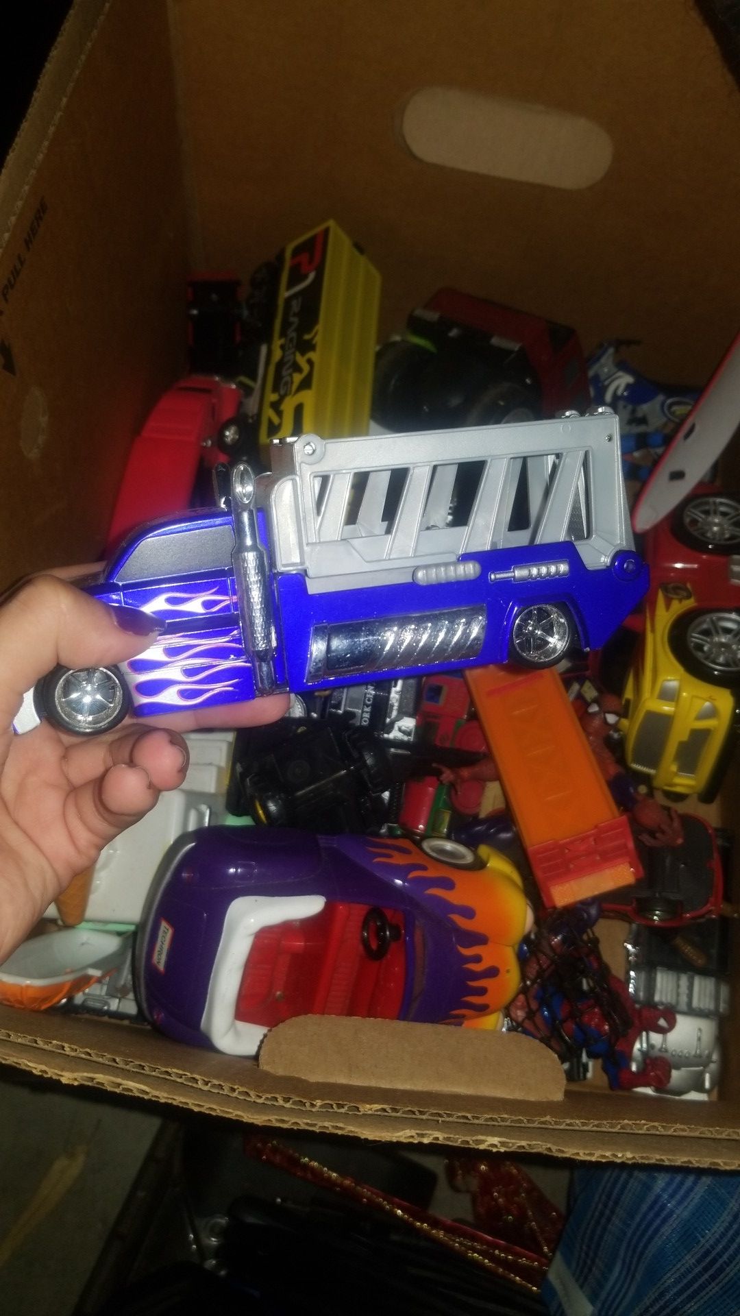 Box of toy cars