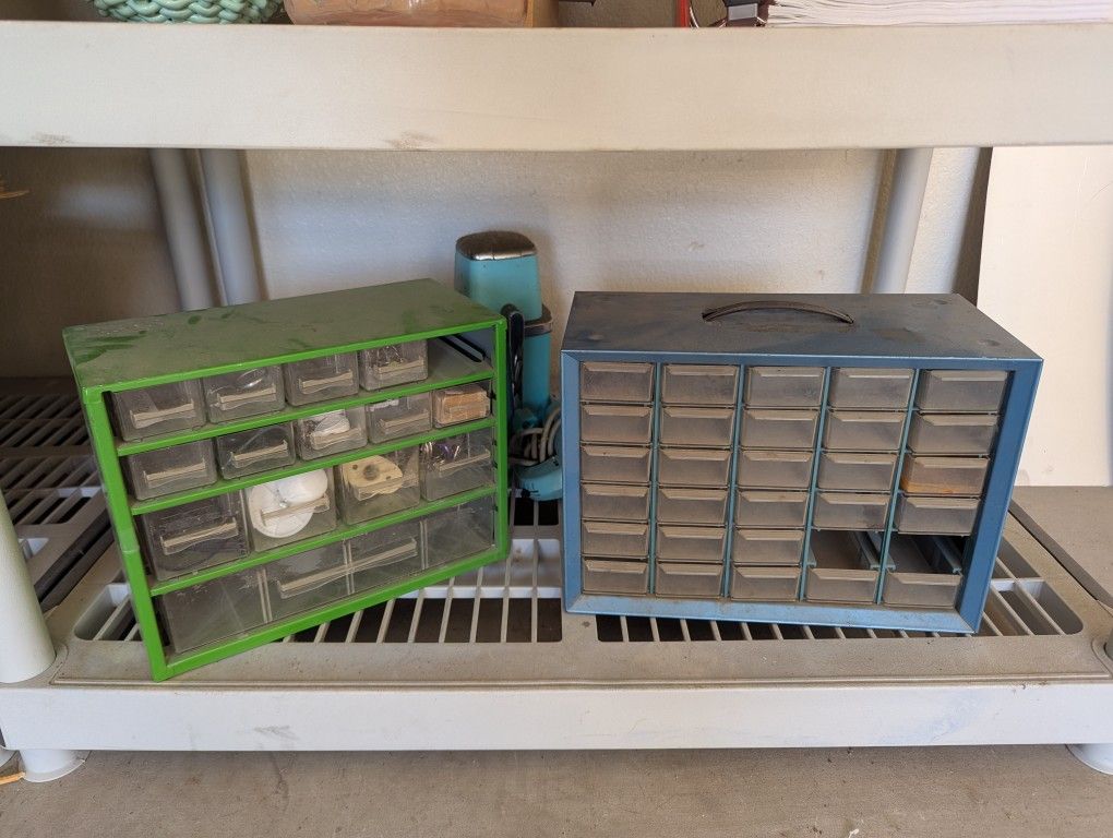 2 Vintage Toolbox Drawers Cabinets For Small Parts