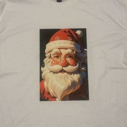 Santa’s 3D Decals White T Shirts, Gildan Branded Available In Small To X-Large 