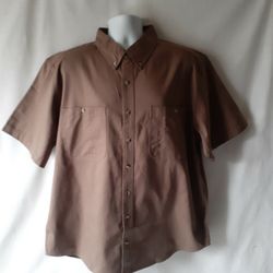 Scandia Woods men's brown short-sleeve button-down shirt size XLG TL