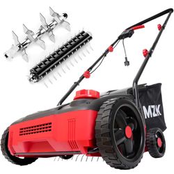 MZK 13-inch 12-Amp 2-in-1 Electric Dethatcher and Scarifier w/Removeable 8-Gallon Collection Bag