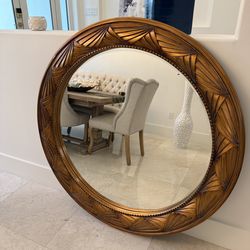 Large Decorative Round Wood Mirror – 54"