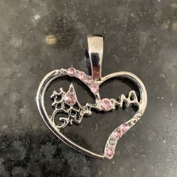 #1 Grandma Pendant Silver Tone/ Missing A Tiny Stone
