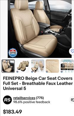 Feinepro Beige Car Seat Covers Full Set - Breathable Faux Leather
Brand new