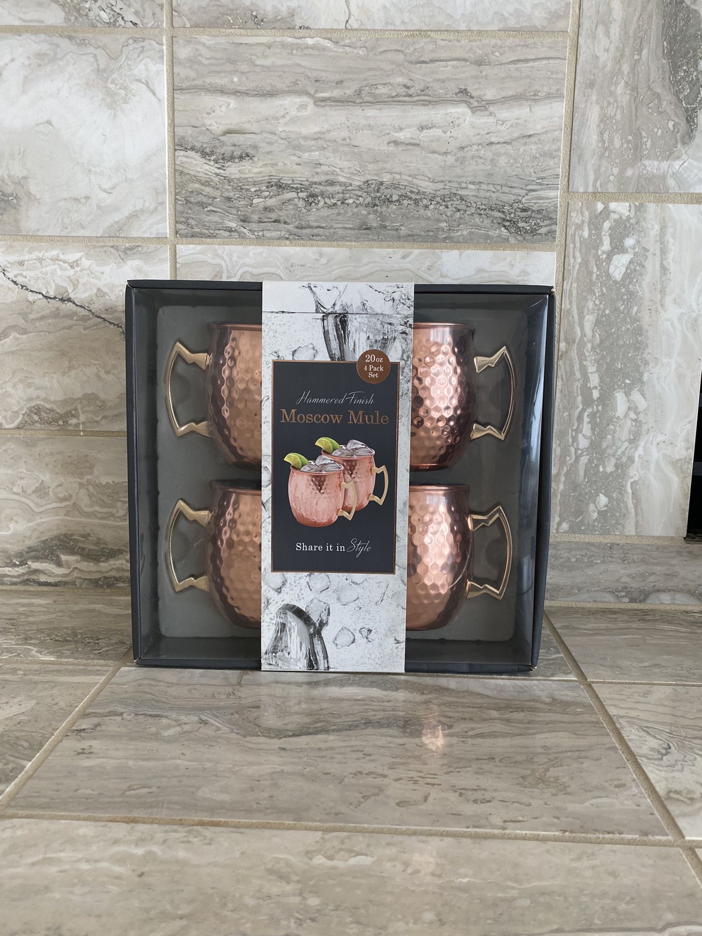 Set of 4 brand new copper Moscow mule cups from silver one
