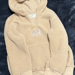 Beige Abercrombie Fuzzy Sweater With Zipper Size 5/6  $15