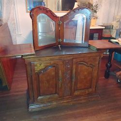 Vintage Mirror With Table And Storage