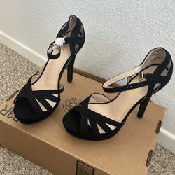 DREAM PAIRS Women's Black Ankle Strap Open Toe High Stiletto Platform Dress Pump Heel Sandals Size 7.5 US 
