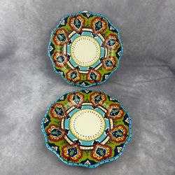 Tabletops ESPANA Bocca 11.5” Scalloped Dinner Plates Set of 2 Discontinued READ