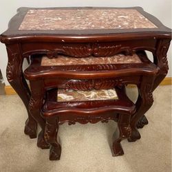 3 Pieces Marble Top Coffee Side Tables 