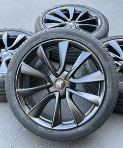 19” Tesla Model 3 factory wheels and tires Satin black new sensors
