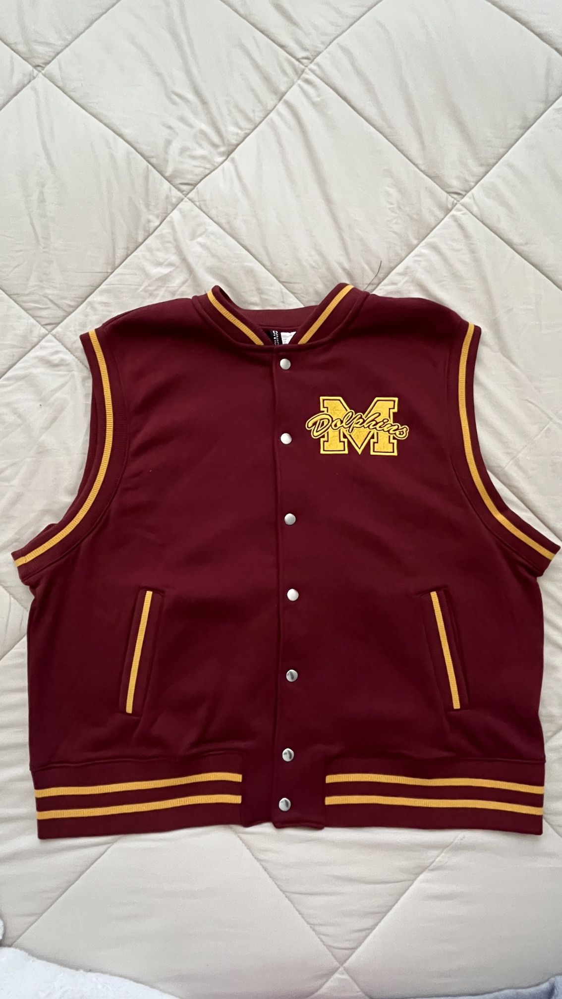 H&M, Varsity Vest- Maroon And Gold, Size: L