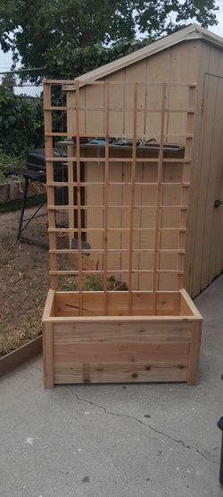 Cedar planter box with trellis