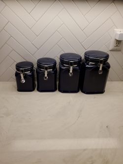 Set Of 4 Canister Jars Navy Blue