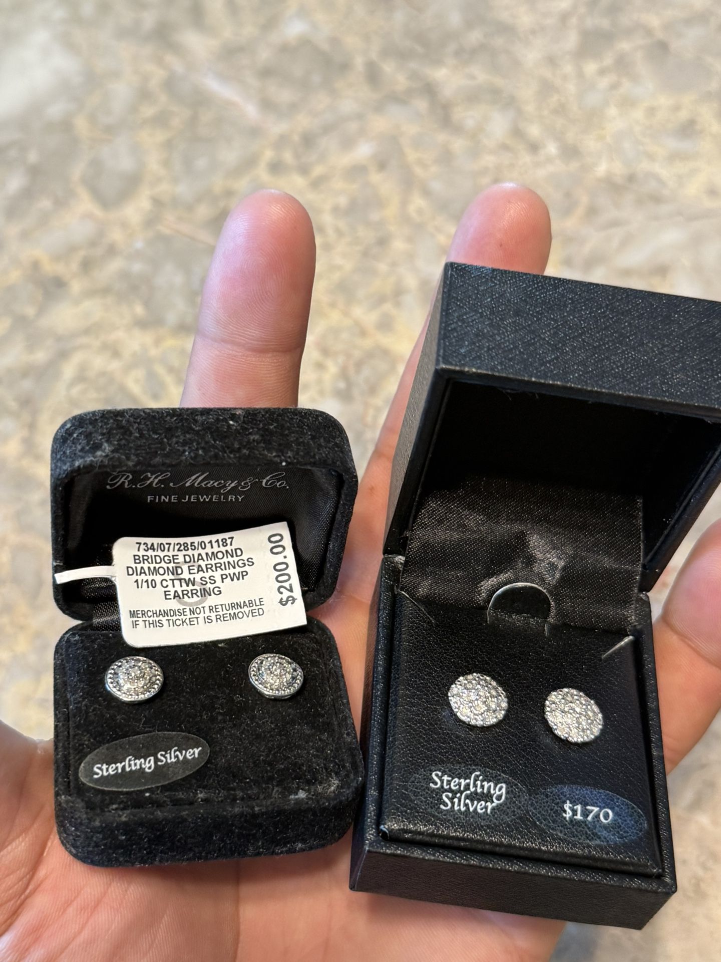 Men’s Earrings 1/10CT Sterling Silver