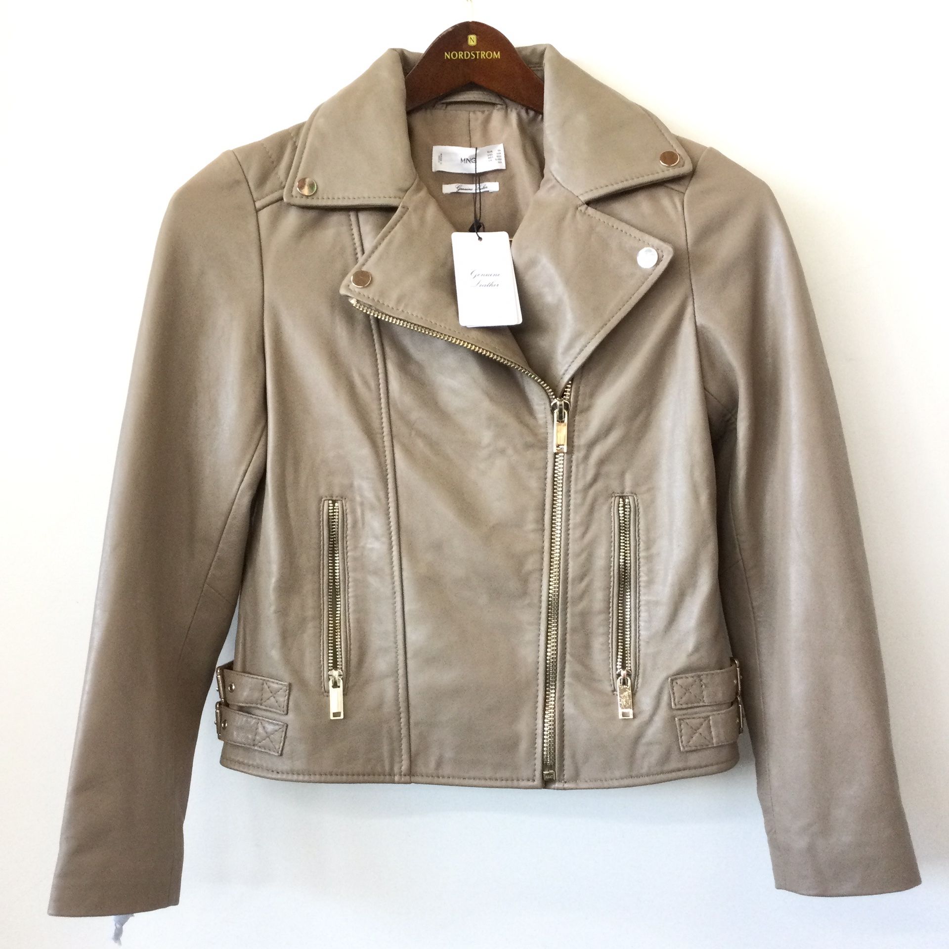 NEW MNG Women’s XXS Genuine Leather Beige Jacket 
