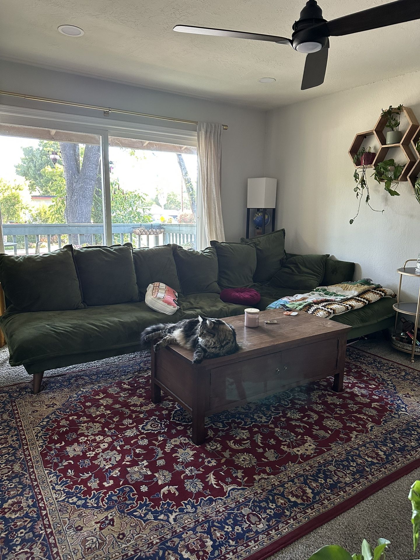 Green Sectional Sofa with Chaise