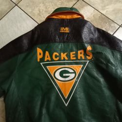 Genuine Packer Leather Coat Large