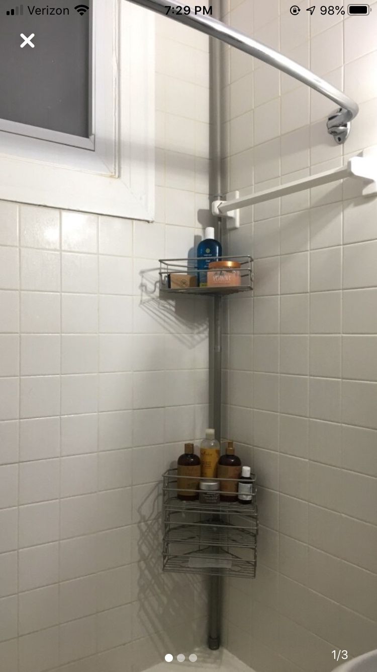 Shower storage- tension rod