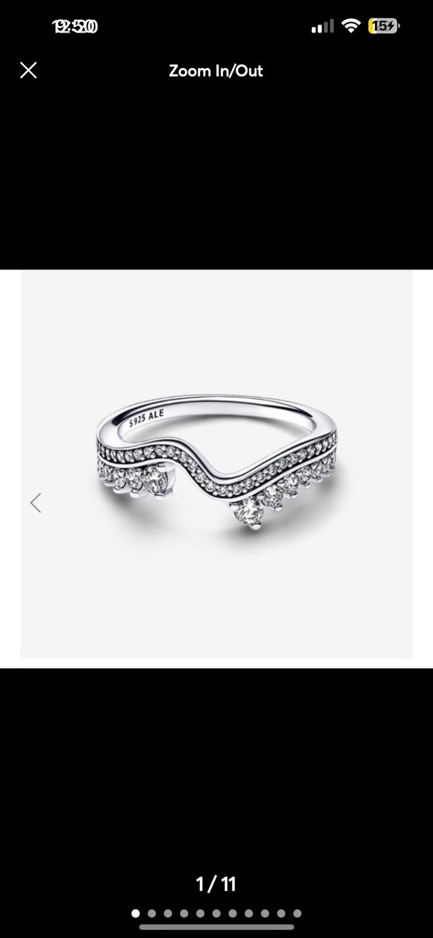Pandora Asymmetrical Ring Size 6.5