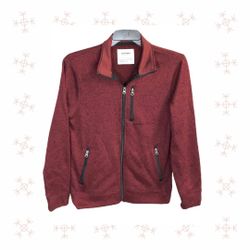 Sonoma Burgundy & Black Marble High Neck Zip Sweatshirt w Zip Pockets Men Small