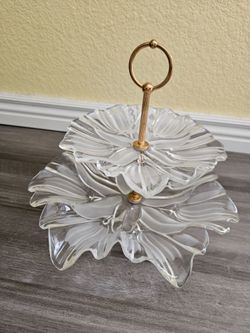 Mikasa Crystal Tulip 2 Tier Serving Platter 10"