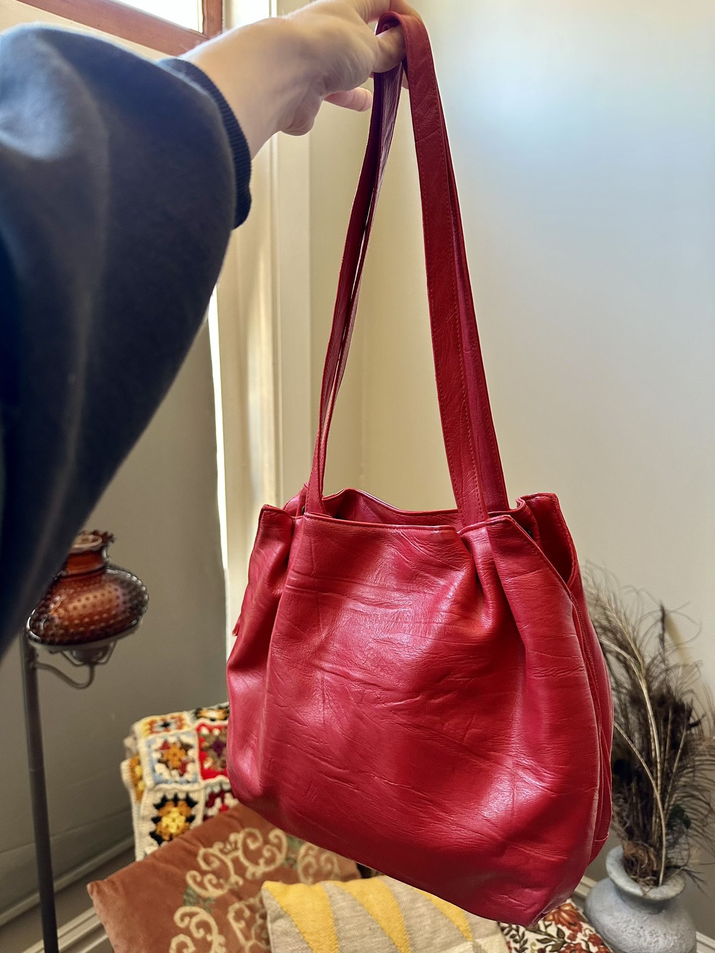 Vintage Red Faux Leather Purse