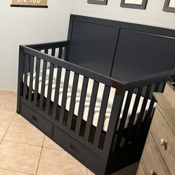 Baby Crib Blue/Grey