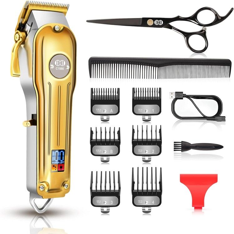 Cordless Hair Clippers, CIICII Professional Hair Clippers Trimmer Set (12Pcs Hair Beard Cutting Grooming Trimming Shaping Kit) for Men Women Kids Pets