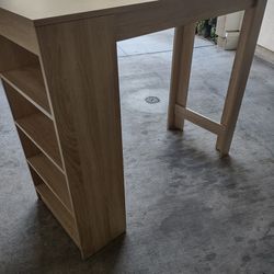 Dining / Kitchen Bar Table Counter Height With Storage Shelves 