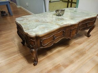 Vintage Coffee Table with Green Onyx