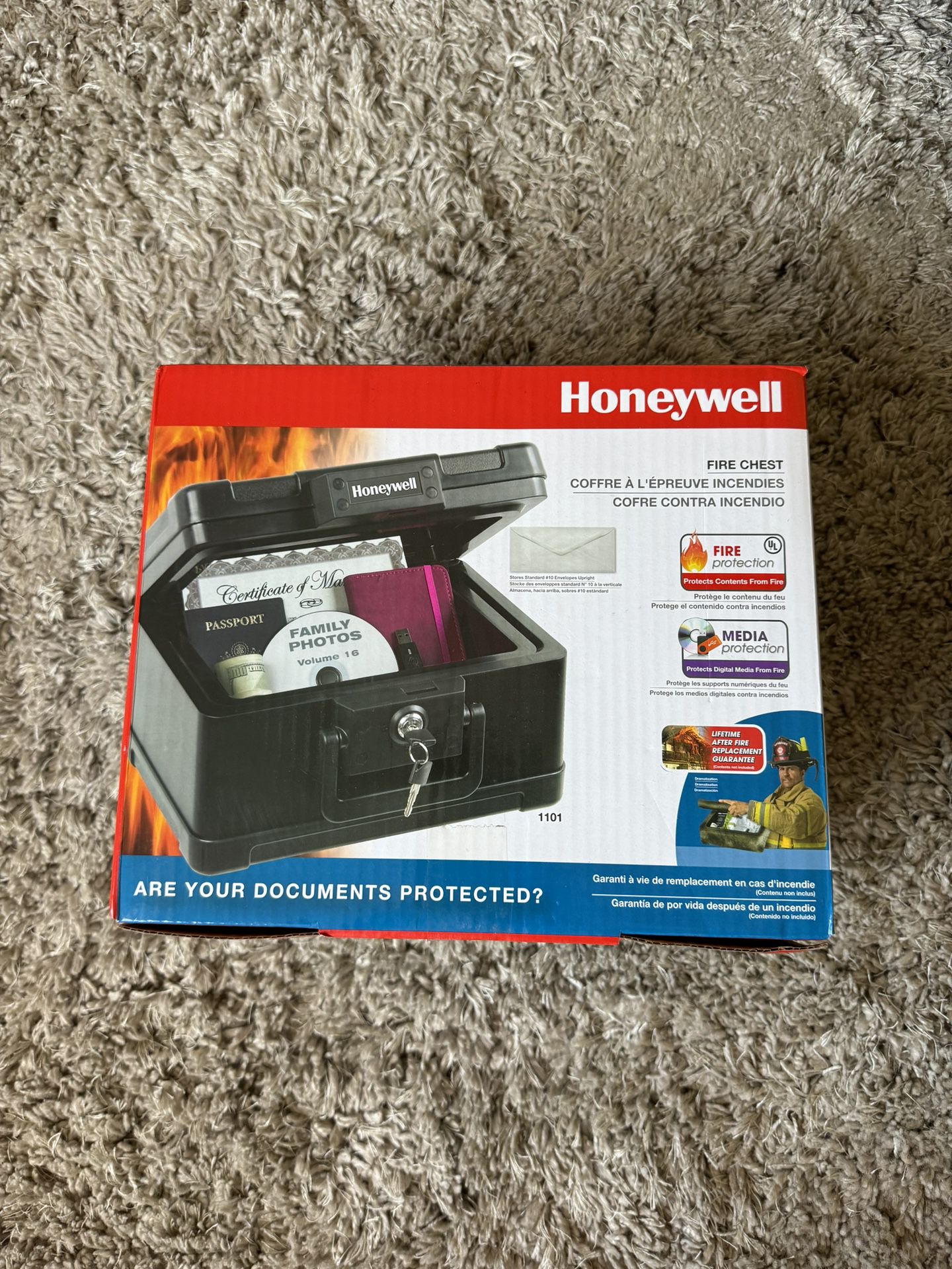 Honeywell 0.15 cu. ft. Molded Fire-Resistant Portable Chest with Carry Handle Storage Box