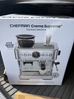 Chefman Crema Supreme Espresso Machine with Conical Burr Grinder and