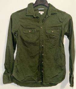 Green Shirt Button Down Long Sleeve