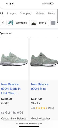New balance 990 mint green hotsell