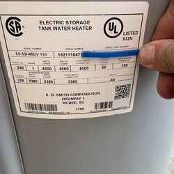 Electric Water Heater 50 gal