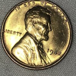 1942 Toned Lincoln Wheat Cent 