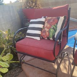 Wrought Iron Patio Chairs With Sunbrella Pillows- 4 Total 