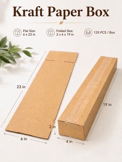 125 PCS Kraft Shipping Boxes – 2” x 4” x 19” – Only $30/Case
