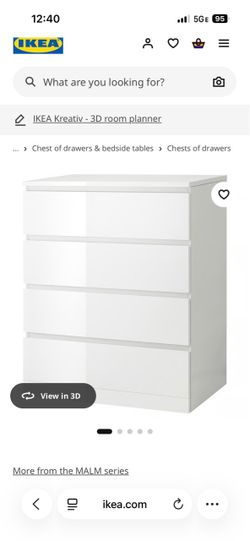 Malm 4 drawer tall dresser excellent condition - 2 of them $100 OBO