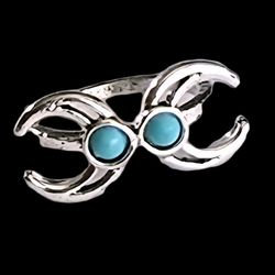 DOUBLE LUCKY HORSESHOE NATURAL TURQUOISE NEW SIZE 7 TITANIUM SILVER FOREVER RING