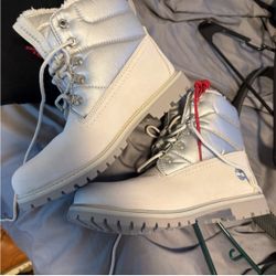 Timberland Premium 6 Inch Warm Lined Women's Boot White Nubuck Silver SZ8