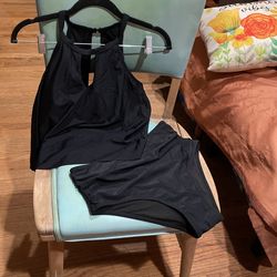New Large Bathing Suit, Black 2 Piece