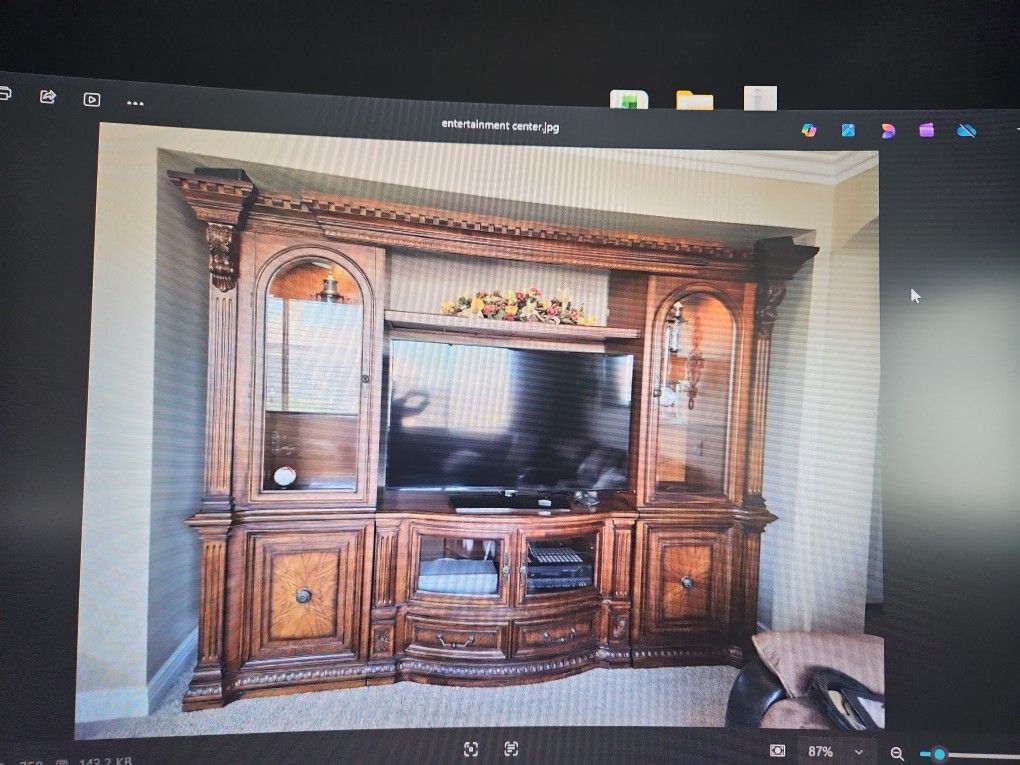 Entertainment center seven piece heavy wood
