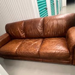 Genuine Leather Brown Couch 
