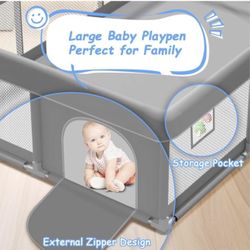 Baby Playpen 74x50 inch, Playpen for Babies and Toddlers, Baby Play Pen Design with External Zipper