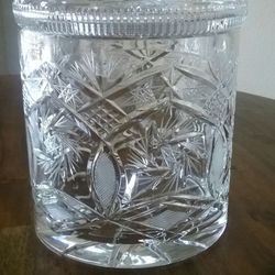 Antique cut lead crystal cookie jar